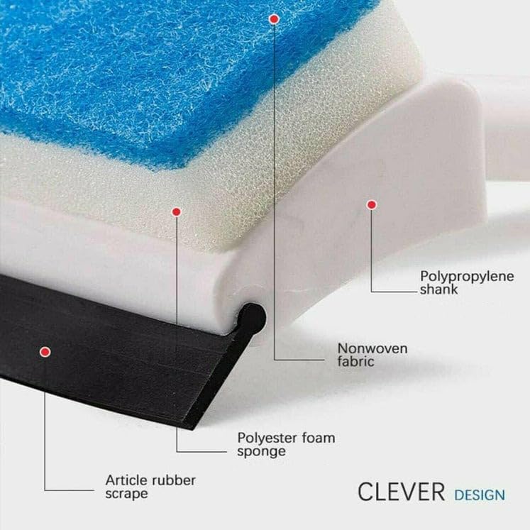 Giftock Stainless Steel 2 in 1 Glass Wiper Cleaning Brush|Household Cleaner Mirror Grout Tile Cleaner Washing Pot Brush Double-Sided Glass Wipe Bathroom Wiper Window Glass Wiper(Multicolor)- Pack of 1