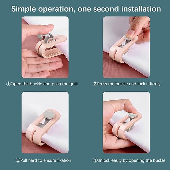 Giftock Cover Clip No Pins Quilt Fixer Clip Non-Slip Duvet Insert Anti-Movement Bed Quilt Clamps Comforter Needle-Free Duvet Fasteners Grippers Prevent Bunching and Shifting (Set of 6 PCS)