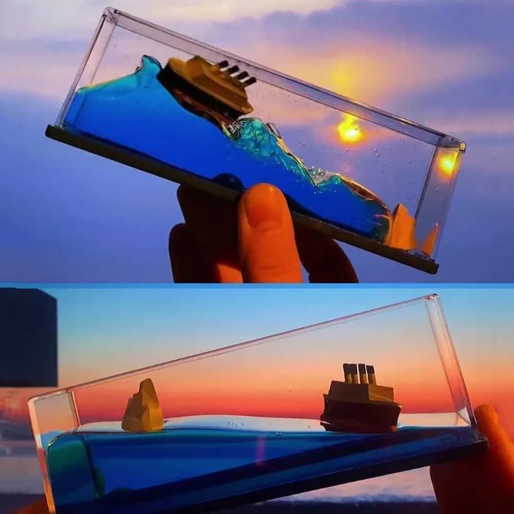 Giftock Liquid Wave Cruise Ship Decoration,Titanic,Cruise Ship That No Longer Sinks, for Car Dashboard Decorative Showpiece/Idol, Paperweight, Home Decor Decoration & Gifting Purpose (Titanic)