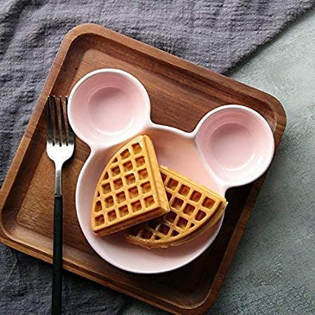 Giftock Unbreakable Plastic Mickey Minnie Shaped Small Food Serving Plate | Snack Serving Mickey Mouse Plate/Tray for Home,Restaurants, cafes (Multicolor) (Pack of 1)