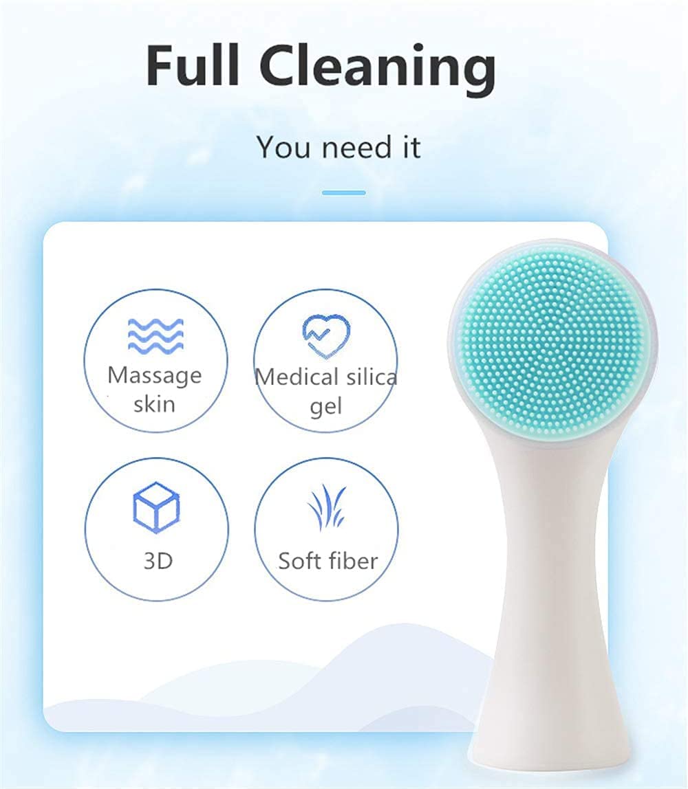 Giftock Manual Facial Cleansing, Double Side Skin Care Facial Cleaning Brush, Silicone Facial Scrubber Manual Dual Face Wash Brush for Deep Pore Exfoliation Makeup Massaging (1 Pcs)