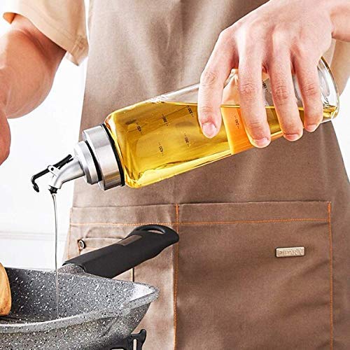 Giftock Oil Bottle Olive Dispenser for Cooking Lead-Free Glass Bottle for Drip Free Spout BBQ Salad Kitchen Baking Roasting Frying 300ml