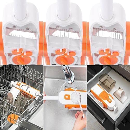 Giftock Multipurpose Slicer Cutter-Dual Stainless Steel Cutting Blades Spiral Slicer for Zucchini Spaghetti Noodles- Veg. Salad Maker Slicer for Kitchen (Watermelon Slicer)