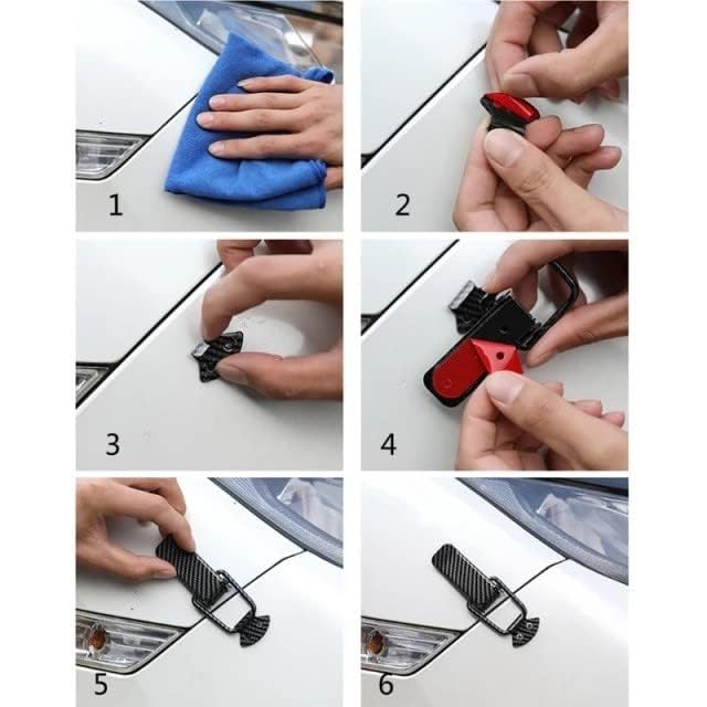 Giftock Car Bumper Security Hook Lock Clips Kit Quick Release Fasteners Bumper Clips for Car Bumpers, Fenders, Trunk and Hatch Lids Compatible with All Cars (Set of 2) (Black Carbon Fiber)