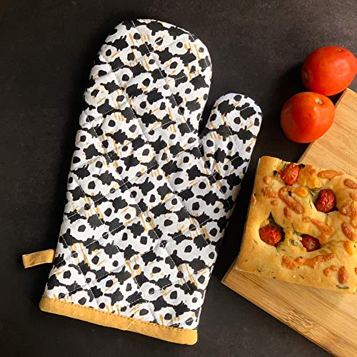 Giftock Printed Cotton Oven Mitten with Pot Holder (Multi)