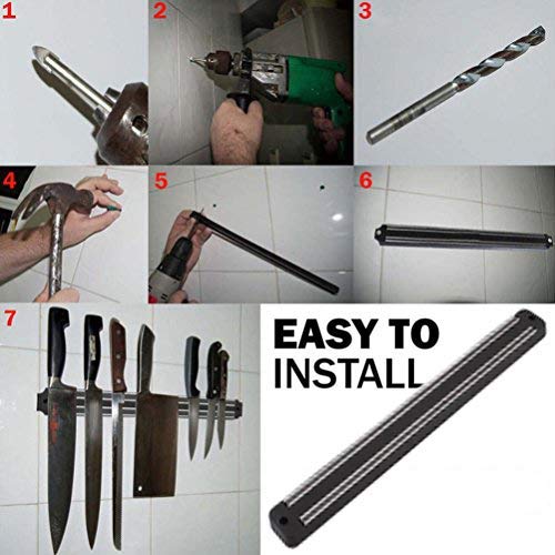 Giftock 33cm Magnetic Knife Bar, Magnetic Knife Storage Strip, Magnet Kitchen Knife Holder, Knife Rack Strip Patti 13 Inch (Black)