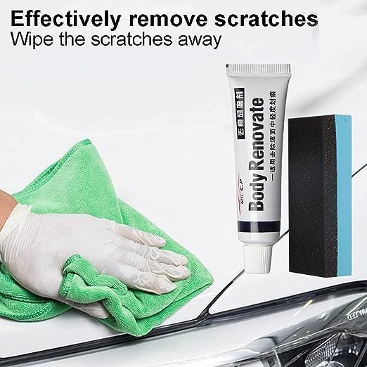 Giftock Car Body Scratch Remover and Repair Polishing Wax Kit with Sponge Cream Wax Body Compound Scratch Remover For Car and Bike Perfect Box with Grey Patchwork (Car Scratch Remover)