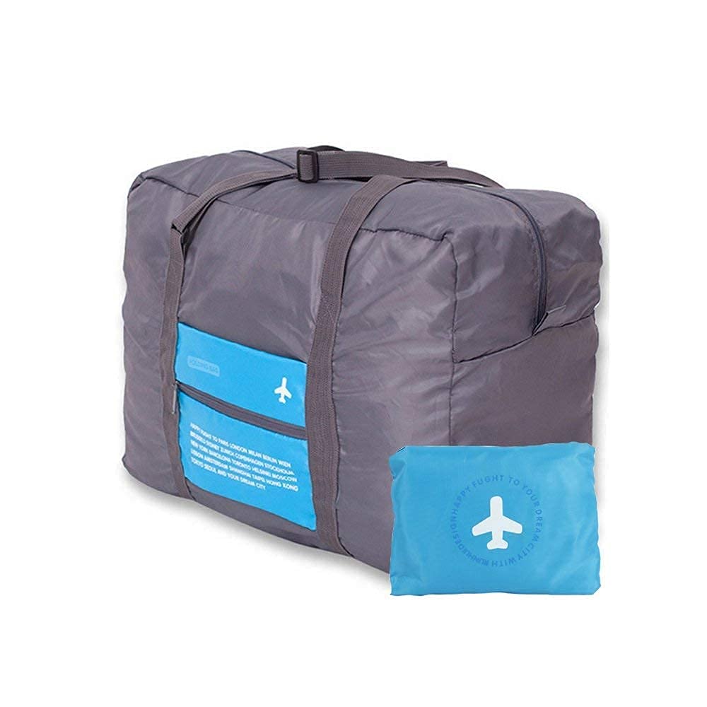 Giftock Waterproof Foldable Weekender Travel Duffel Lightweight Flight Luggage Shoulder Garment Sports Flight Bag with Strips, Zipper, Small Compartment for Men Women Storage Organizer.(Multi)