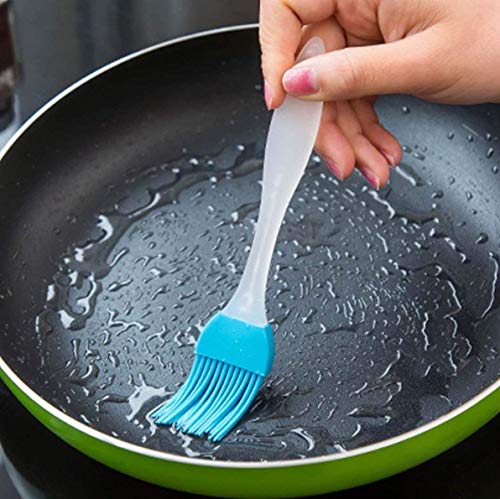 Giftock Silicone Non-Sticky Spatula and Oil Brush Reusable Kitchen Set for Cooking Multicolor (Big)