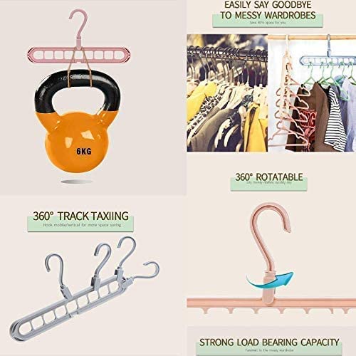 Giftock New Foldable_ Hanger Multi- Function Storage Rack Magic Rotating Anti- Skid Folding Drying Rack Portable Hanging Household Wet and Dry Clothes Hanger Closet Hook (Pack of 5)