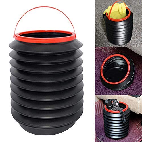 Giftock 4L Collapsible Car Dustbin Pop Up Trash Can Foldable Waste Bin Garbage Storage Rubbish Organizer for Diwali, with Adjustable Hanging Strap for Car, Van, SUV, Truck (Black, 1pc)