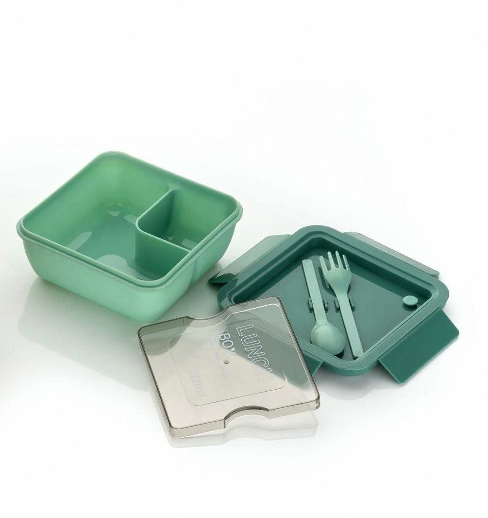 Giftock Square Container Airtight Leakproof Unbreakable Storage Container/Lunch Box with Spoon Big Bite Lunch Box 1100 Ml