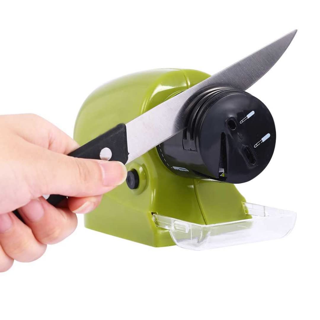Giftock Electric Knife sharpner Motorized Sharpening Swifty Knives Power Sharpener Precision Scissors Sharp Tool Home Kitchen Electric Grind Machine Electric Knife Sharpener Cordless (Mutli use)(Green)