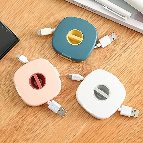 Giftock Cable Management Retractable Cord Organizer 2-in-1 Cord Management Case Mobile Phone Holder,Cable Protector Wire Winder for USB Cable,Headset Cord,Charger Cable Cable Winder Organizer (3 PCS)