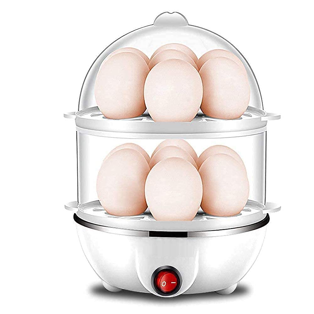 Giftock Egg Boiler With Automatic Off & Double Layer Electric Egg Maker For Boiling, Cooking And Frying The Eggs| Egg Boiler/Egg Poacher Machine / 14 Egg Cooker/Egg Steamer/Omelet Bowl With Tray.