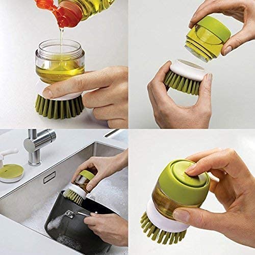 Giftock Cleaning Brush with soap Dispenser for Kitchen Sink washbasin,Dish Washer with Storage Stand Holder,Palm Scrub soap Dispenser Washing-up Brush(1pcs/Multicolour)