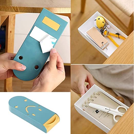 Giftock Smiley Desk Organizer || Hiding Under Table Drawer Organizer || Self-Stick Pop-up Hanging Pencil Drawer || Recycled Expandable Drawer Tray for Office || Multicolor ||