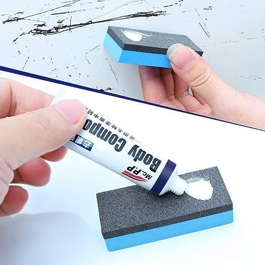 Giftock Car Body Scratch Remover and Repair Polishing Wax Kit with Sponge Cream Wax Body Compound Scratch Remover For Car and Bike Perfect Box with Grey Patchwork (Car Scratch Remover)