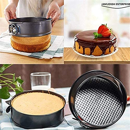 Giftock Cake Tin Teflon Coated Non Stick Pan Cake Mould Set of 3 - Heart Square Round Shapes with Loose Base -Easy Washable - Quick Release Springform Baking Pan Shapes - for Oven(3 PCS, Black)