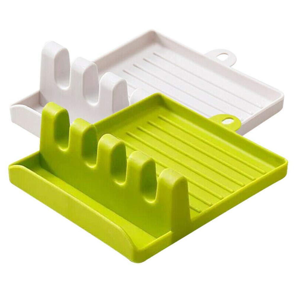 Giftock 4 Slots Cooking Utensil Storage Rack Silicone Spoon Rests Mat Stand Heat Resistant Cooking Spatula Holder Tray Kitchen Gadgets,Multifunctional Kitchen Storage Rack | Piece of 1