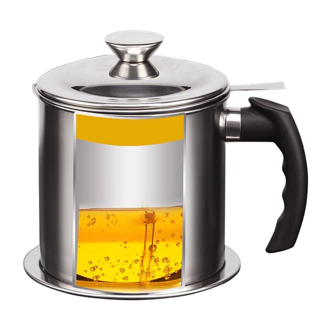 Giftock  Modular Kitchen Oil Filter Stainless Steel Household Oil Pot with Lid Cooking (Best Oil & Health Shaver) Oil Fat Separator for Filter Residue 1.5L