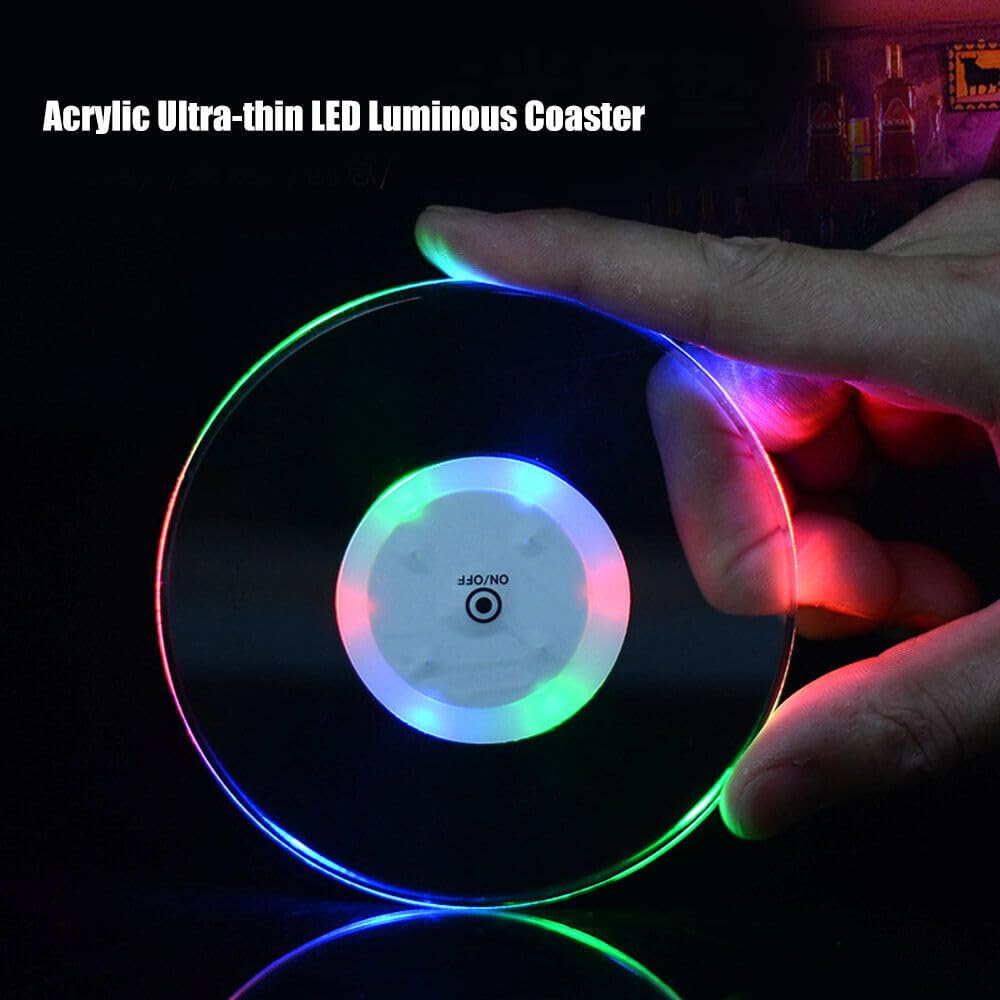 Giftock Led Coaster, Ultra Thin Luminous Acrylic Coaster for Parties & Home Decor (Standard, 1)