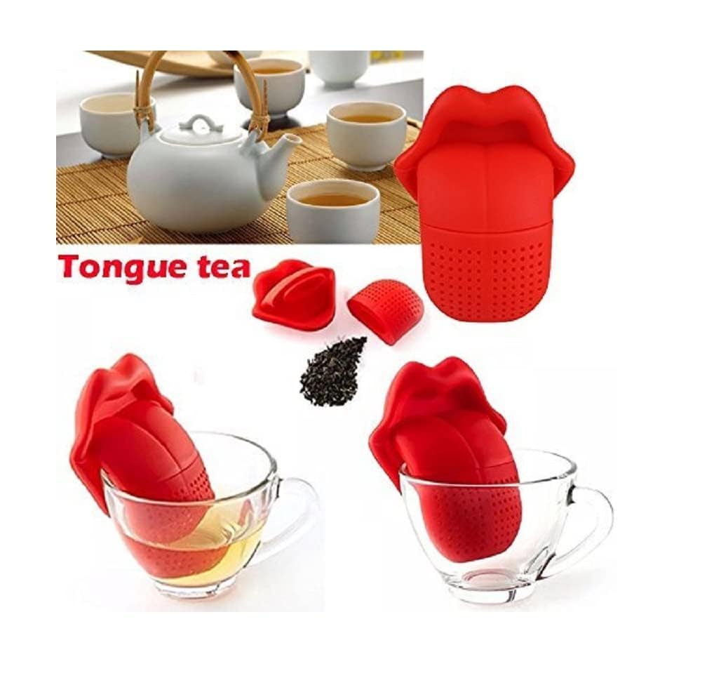Giftock Lips Tongue Designed Silicone Tea Infusers Tea Barware Food Grade Strainer, Tongue Tea Infuser - Premium 100% Food Grade Silicone, Dishwasher Safe.(Color Red)