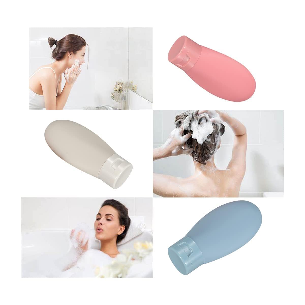 Giftock 3 Pcs Set of Travel Toiletries Bottles 60 ML Refillable Leakproof Empty Squeeze Bottles Container for Shampoo Conditioner Lotion Dispenser Bottle