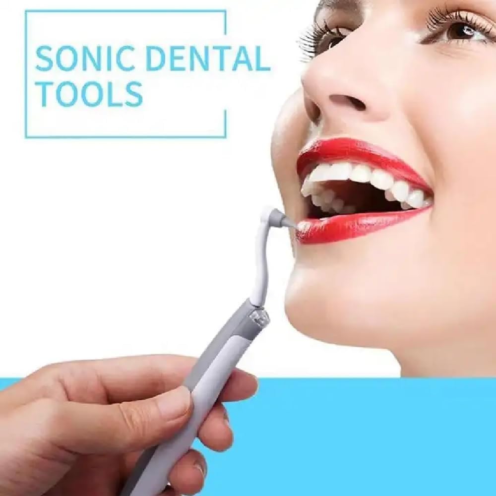Giftock Portable Ultrasonic Electric Tooth Dental Cleaner With LED Light Stain Eraser Plaque Tartar Remover Teeth Whitening, Grey & White Color 1 Pcs