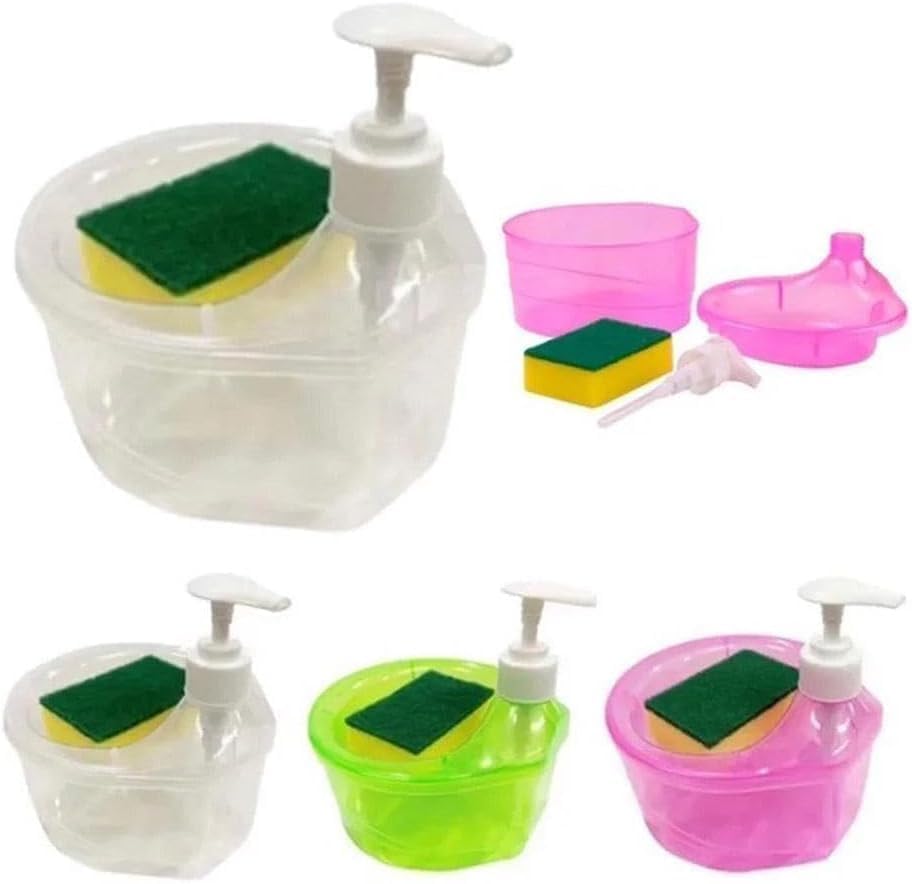 Giftock 2 in 1 Soap Pump Dispenser for Dishwasher Liquid Soap Sponge Holder Free Sponge