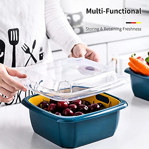 Giftock 2 in 1 Multi Function Filter Basket Bowl Set Filter Bowl Set, Double-Layer Drain Basin and Basket, Clean, Wash, Mix Fruit, Convenient for Fruit & Vegetable Washing (Pack of 2)