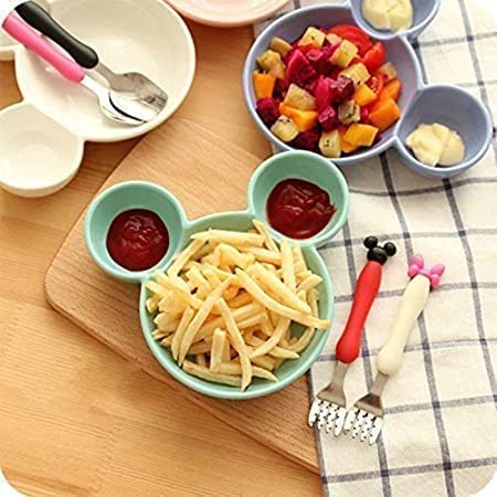 Giftock Unbreakable Plastic Mickey Minnie Shaped Small Food Serving Plate | Snack Serving Mickey Mouse Plate/Tray for Home,Restaurants, cafes (Multicolor) (Pack of 1)