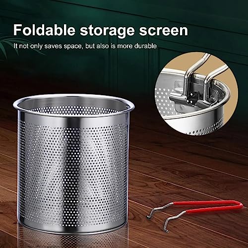 Giftock Small Deep Frying Pot with Basket 1200ml Stainless Steel Fryer Pot with Long Handle Mini deep Oil Fryer for French Fries/Shrimp/Fish/Chicken Wings/Boiling Butter/Sauce/Gravies/Pasta(1-Pcs)