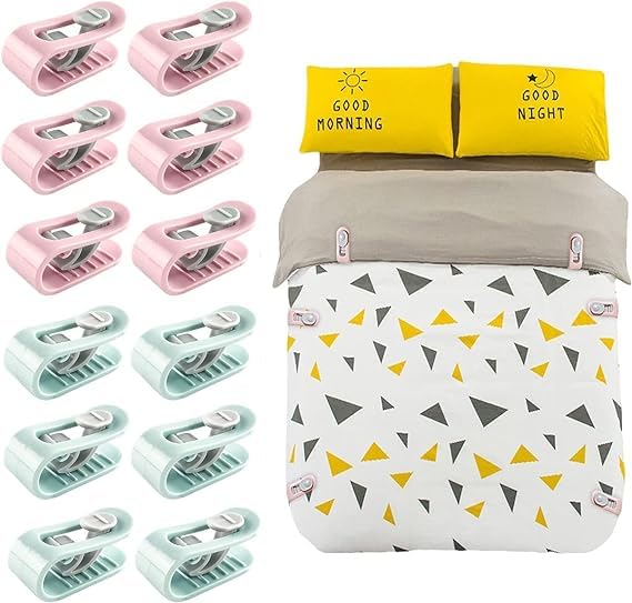 Giftock Cover Clip No Pins Quilt Fixer Clip Non-Slip Duvet Insert Anti-Movement Bed Quilt Clamps Comforter Needle-Free Duvet Fasteners Grippers Prevent Bunching and Shifting (Set of 6 PCS)