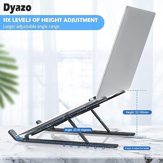 Giftock 6 Angle Foldable & Portable Laptop Riser Stand Made with Plastic | Compatible for Dell, Mac Book Air/Pro, Lenovo Acer Hp Asus & Other Laptop from 11.6 inch to 15.6 Inches