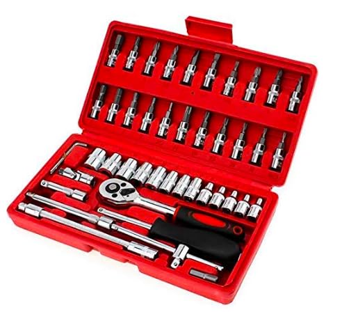 Giftock 46 in 1 Pcs Tool Kit & Screwdriver and Socket Set Multi Purpose Tool Case| Essential DIY| Repair Tool Set for Home and Office (Color May Vary)
