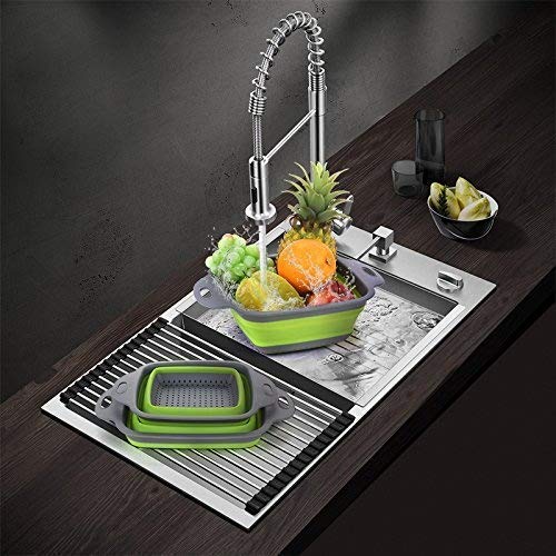 Giftock Foldable Collapsible Kitchen Colander Square Collapsible Washing up Bowl Silicone Strainer Filter Basket (Multi-Colour)