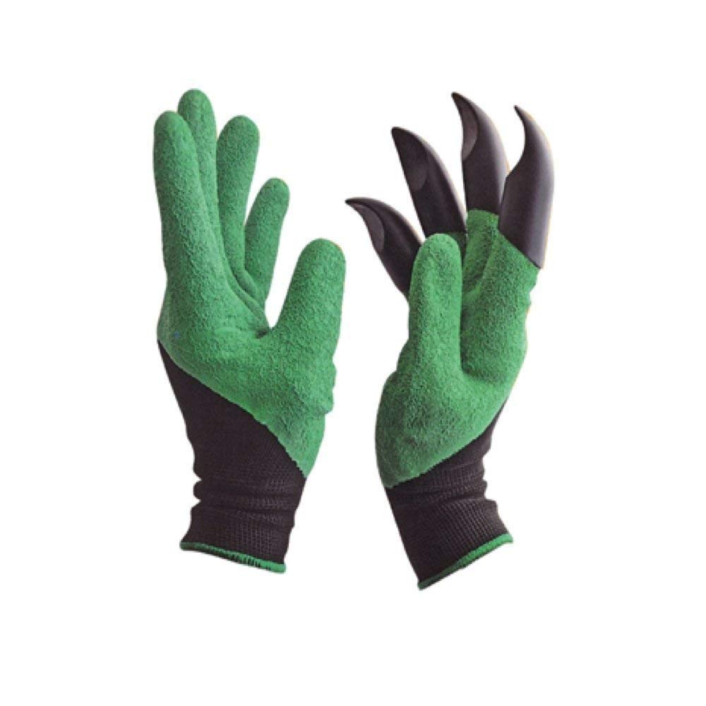 Giftock Heavy Duty Garden Farming Gloves Washable with Right Hand Fingertips ABS Claws for Digging and Gardening (Free Size, Green)(Acrylonitrile Butadiene Styrene, pack of)