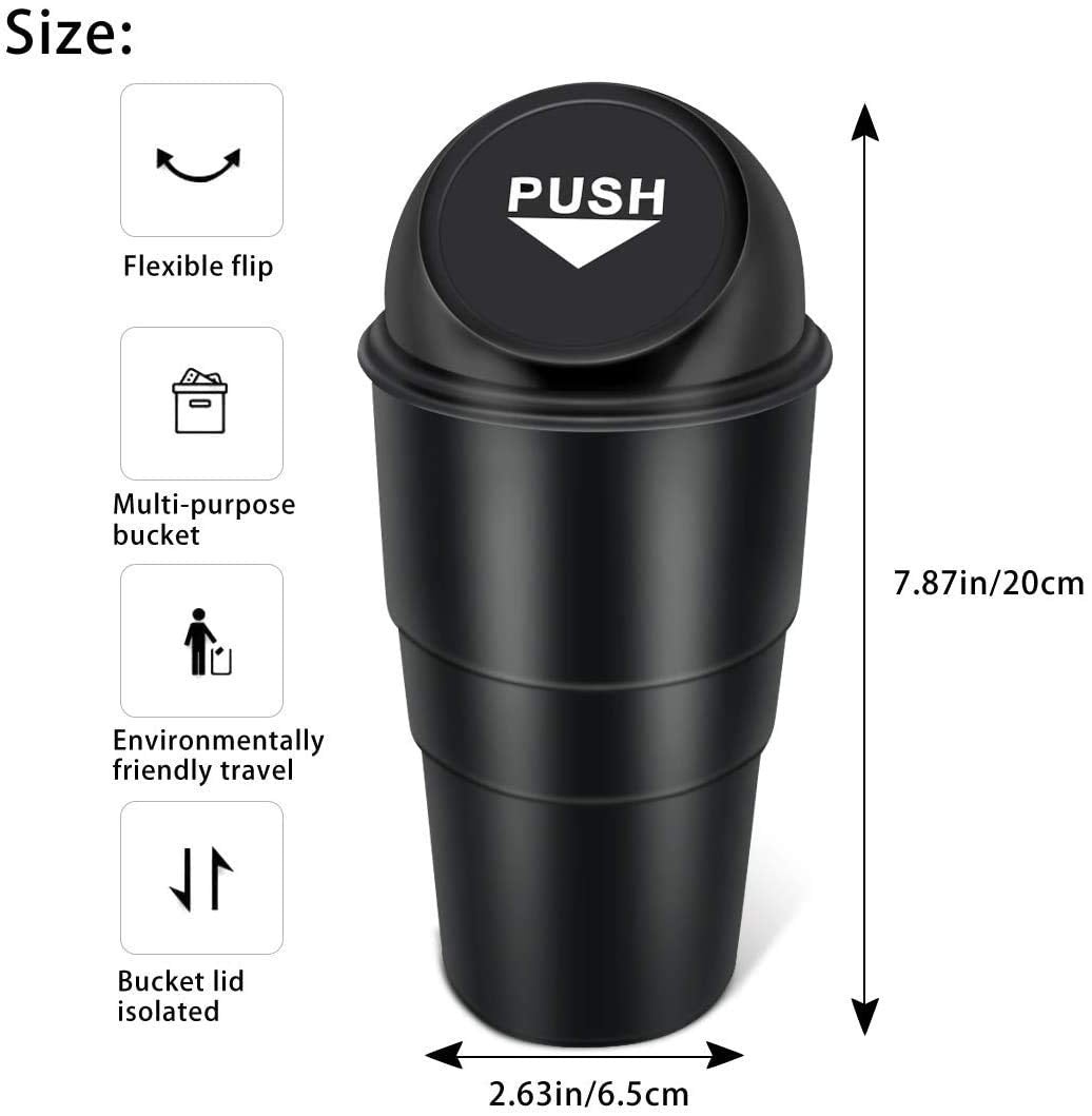 Giftock Mini Car Trash Bin Can Holder Dustbin - Black (L 17 x W 6.5 cms)(Plastic, Manual-Lift)