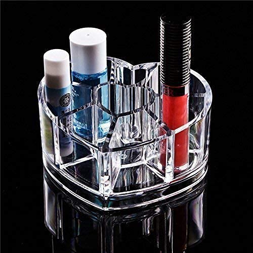 Giftock Heart shape acrylic cosmetic stand | Brush Storage box Organizer | Acrylic Heart Shape Lipstick Holder | Acrylic Heart Shape cosmetic Organizer