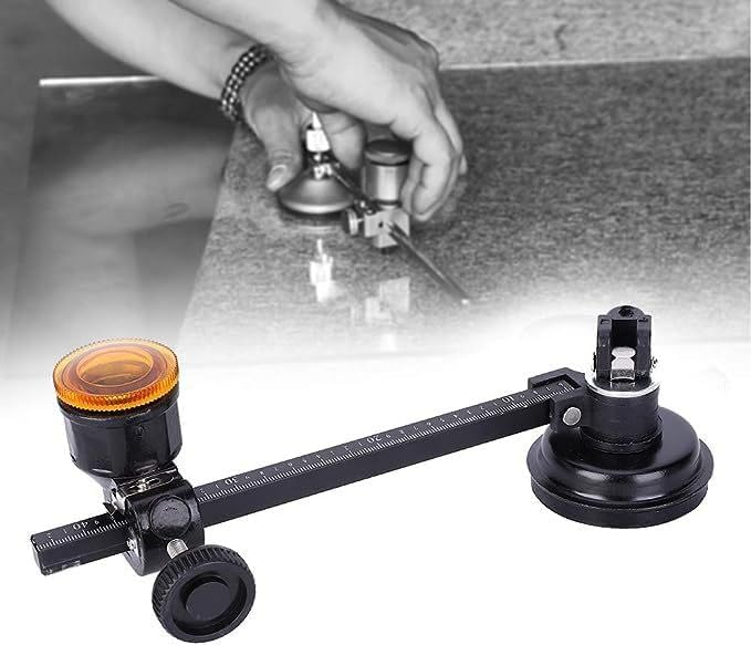 Giftock  Glass Compass Gauge Cutter |Wheel Blade Glass Cutting |Tool Wheels Compasses Suction Glass| Circle Cutter Adjustable Tool Set with Round Knob Handle and Suction Cup