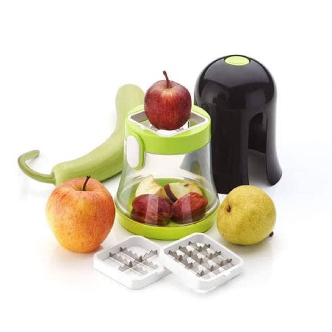 Giftock Multifunction Manual Quick Chopper and Chipser- 7 in 1 Multifunction Vegetable Cutter Chipser Manual Quick Dicer Fruit Slicer Non-Skid Base Slicer and Cutter Grater (Multicolor).