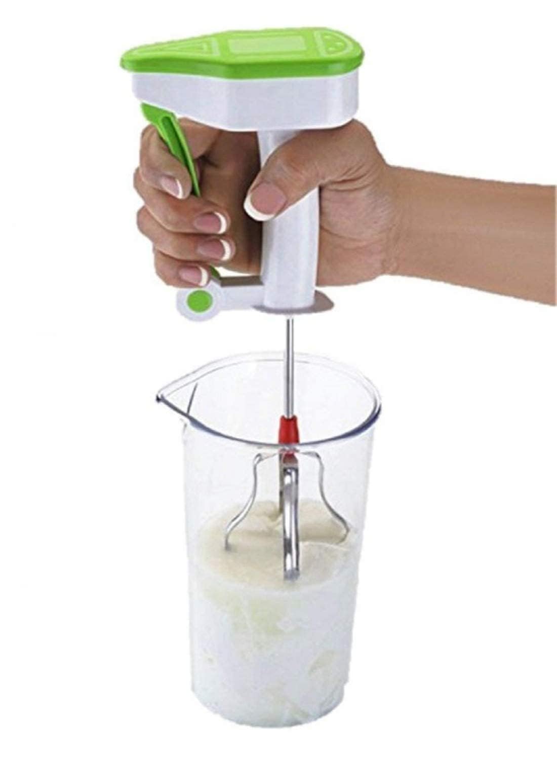 Giftock Manual Hand Press Blender- Power-Free Hand Blender Press and Relax Handle, Multi-Purpose Blender for Performance with Ss Blade Hand Beater Mixer for Coffee, Cream, Egg, Milkshake, Lassi