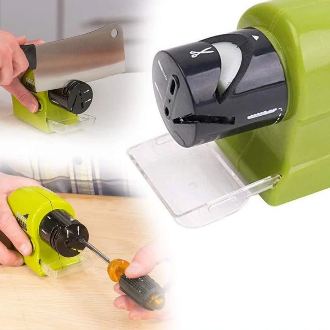 Giftock Electric Knife sharpner Motorized Sharpening Swifty Knives Power Sharpener Precision Scissors Sharp Tool Home Kitchen Electric Grind Machine Electric Knife Sharpener Cordless (Mutli use)(Green)