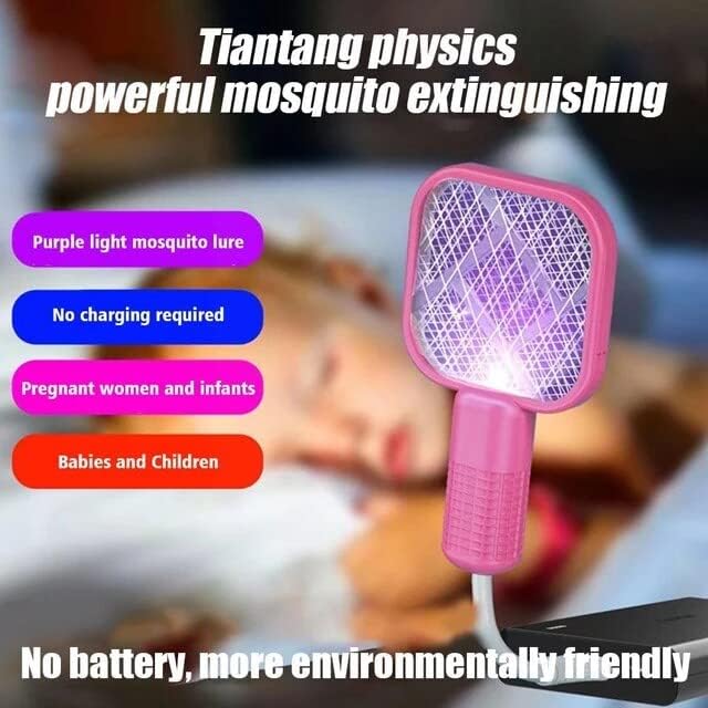 Giftock Mini Mosquito Killer Lamp 2 in 1 Multicunctional Angle Portable Bug Zapper Electric USB Rechargeable Mosquito Fly Bat Swatter Pack of 1