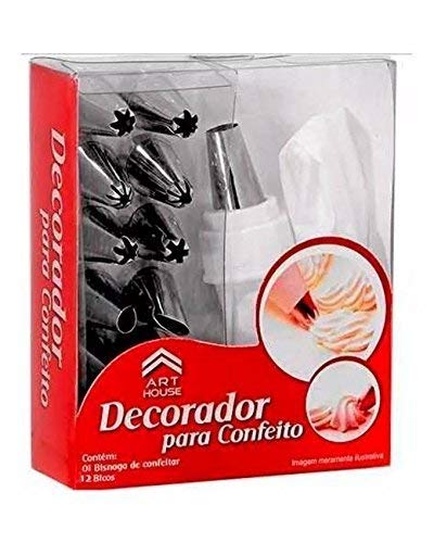 Giftock 12 Pieces Cake Decorator Set Frosting Icing Piping Bag Tips Along Steel nozzles (Multicolor) Cake Nozzles