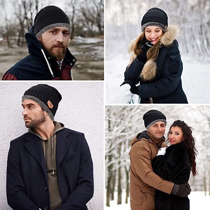 Giftock Wool Beanie Cap & Muffler for Mens & Women  Winter Cap for Men  Mens Woolen Cap with Neck Muffler  Winter Muffler for Women  Soft Woolen Muffler & Cap for Men & Women Black