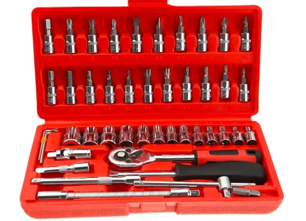 Giftock 46 in 1 Pcs Tool Kit & Screwdriver and Socket Set Multi Purpose Tool Case| Essential DIY| Repair Tool Set for Home and Office (Color May Vary)
