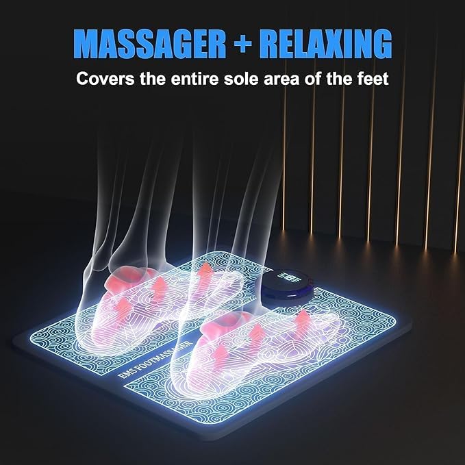 Giftock Relax & Rejuvenate: EMS Foot Massager Mat Electric - Pain Relief for Legs & Feet | Home Foot Spa Massager | Rechargeable EMS Foot massager mat, Massage Therapy for Foot