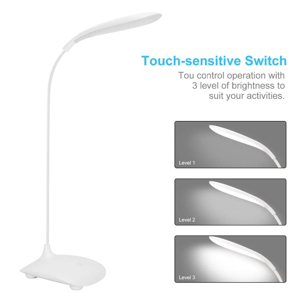 Giftock Desk Lamp Portable Touch Switch Folding and Dimmable Led Table Lamp with USB Cable